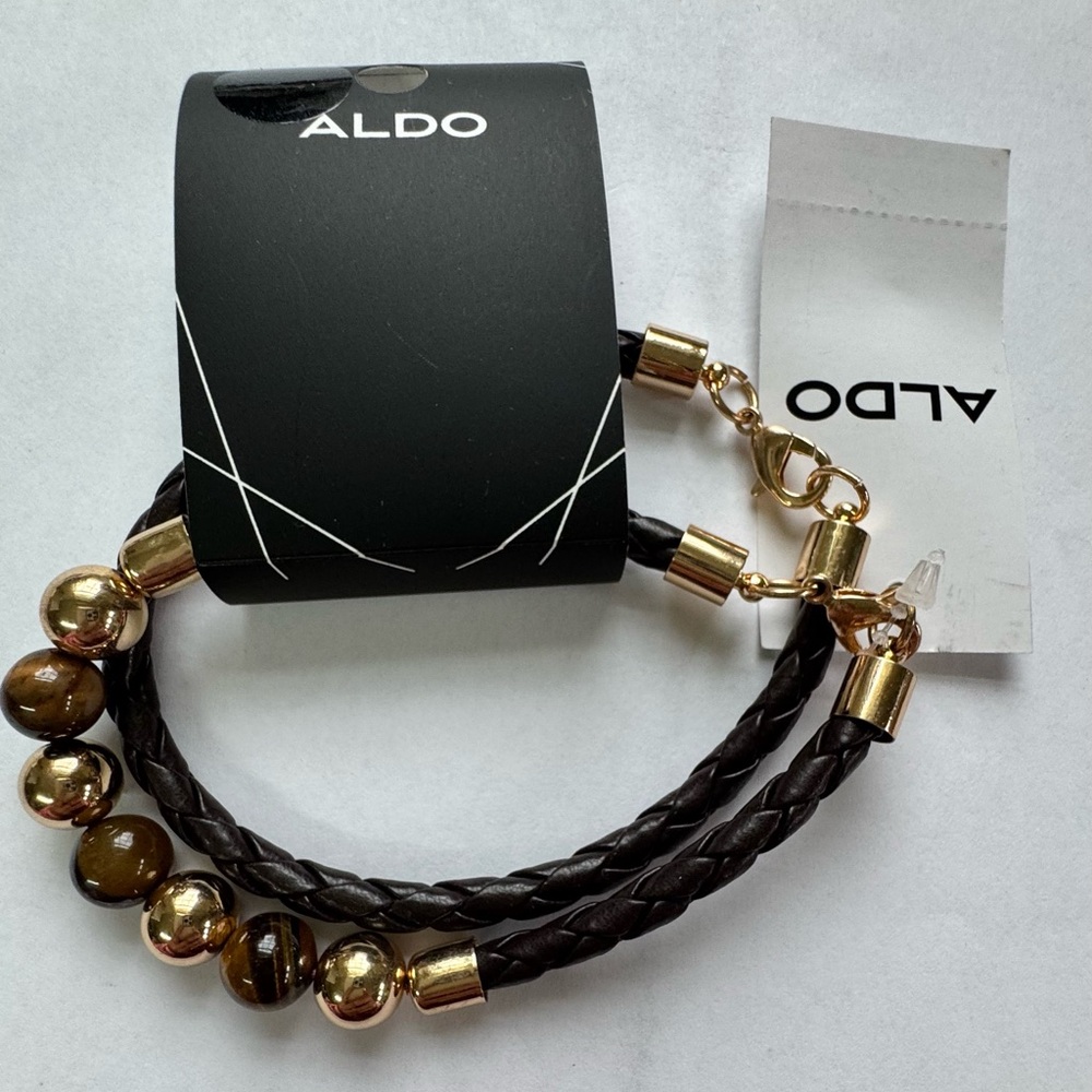 Aldo Gold and Brown Double-Strand Bracelet